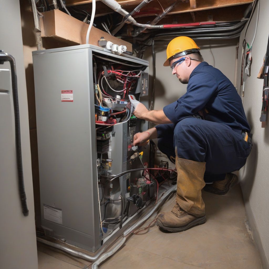 HVAC Technician Checking Furnace